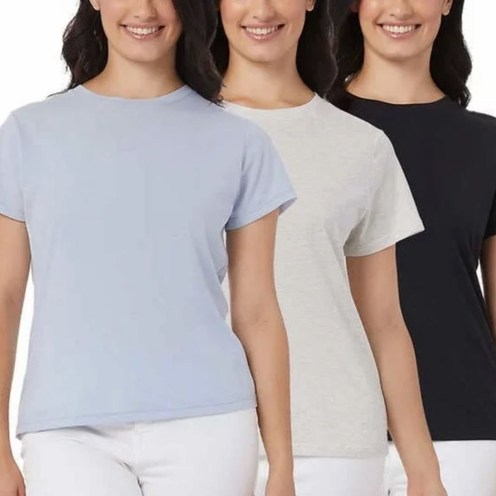 32 Degrees Cool Relaxed Fit Short Sleeve Tee 3 Pack Black White Blue Size M